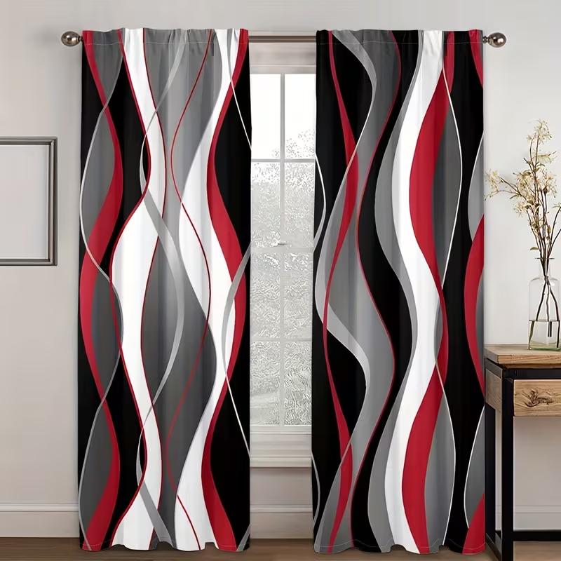 Elegantní sada Vikama Styl Abstraktní Geometrické Pruhované Závěsy Vhodné Dekorace Domu Závěs do Obývacího Pokoj Polyester Ideální Pro Oblast