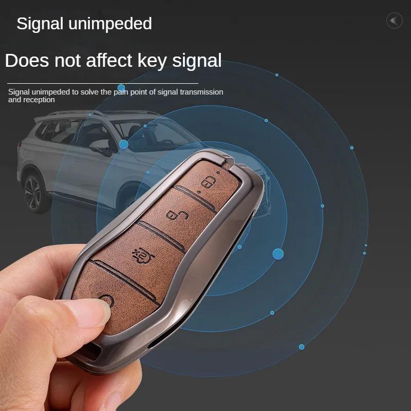 Top Quality Key Case Cover for BYD Song Plus Atto3 Han EV Tang DM Qin Seal Dolphin Leather Metal Remote Keychain Car Accessories