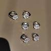 1 Pair Trendy Earring Jewelry Silver Round Zircon Earrings For Women Prevent Allergy Party Accessories Gift