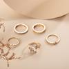 Combination Ring, Fashionable Pearl Dot Diamond Leaf Chain 5-Piece Set Ring For Women