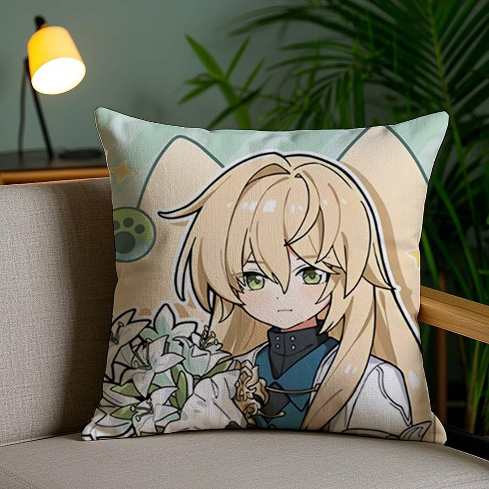 Chibi Cute Honkai Star Rail Pillow Case Office Sofa Dorm Chair Back Short Plush Double-sided Printing Home  Cushion Cover