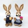 23cm Yard Party Home Easter Decor Woven Straw Bunny Rabbit Sculpture Statuette Easter Ornament