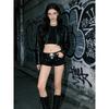 VIONA Women's Black Gothic Denim Shorts Vintage Aesthetic Korean Low Waist Jean Shorts Harajuku Y2k Cowboy Short Pants Clothes Summer
