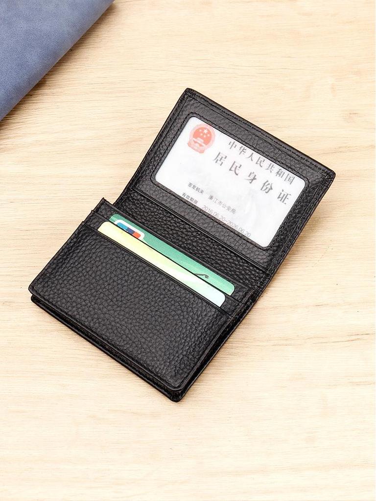 Genuine Leather Multi-Function Card Holder with Photo Slot
