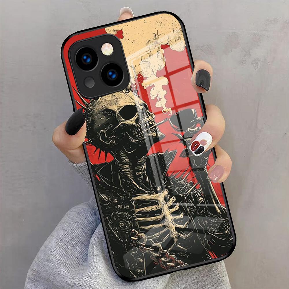 S-Skull S-Skeleton Grim Reaper Phone Case For IPhone 17 Pro Max 16 15 14 Pro Max 13 11 X Xs Xr 8 7Plus Glass Cover