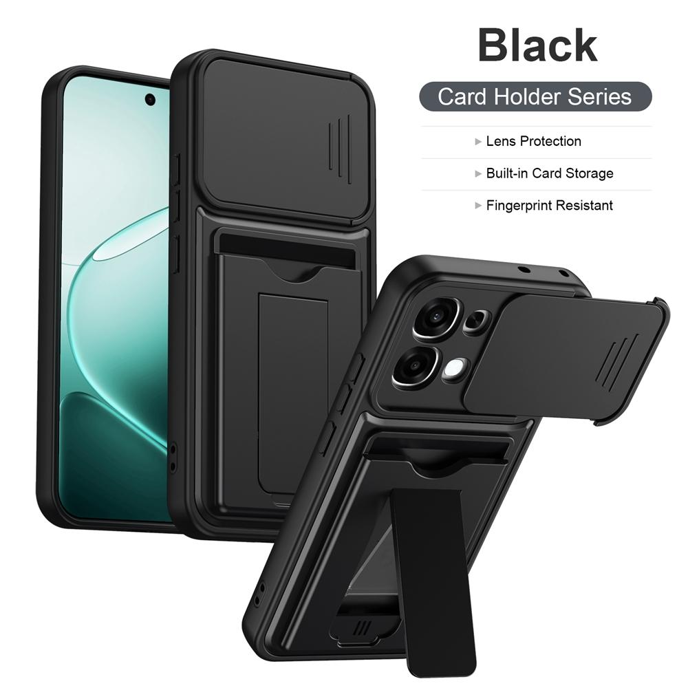 Shockproof Armor Card Slot Bracket Holder Slide Lens Protect Phone Case For OPPO A6 Pro A6 A6X 4G A6S 5G Wallet Back Cover