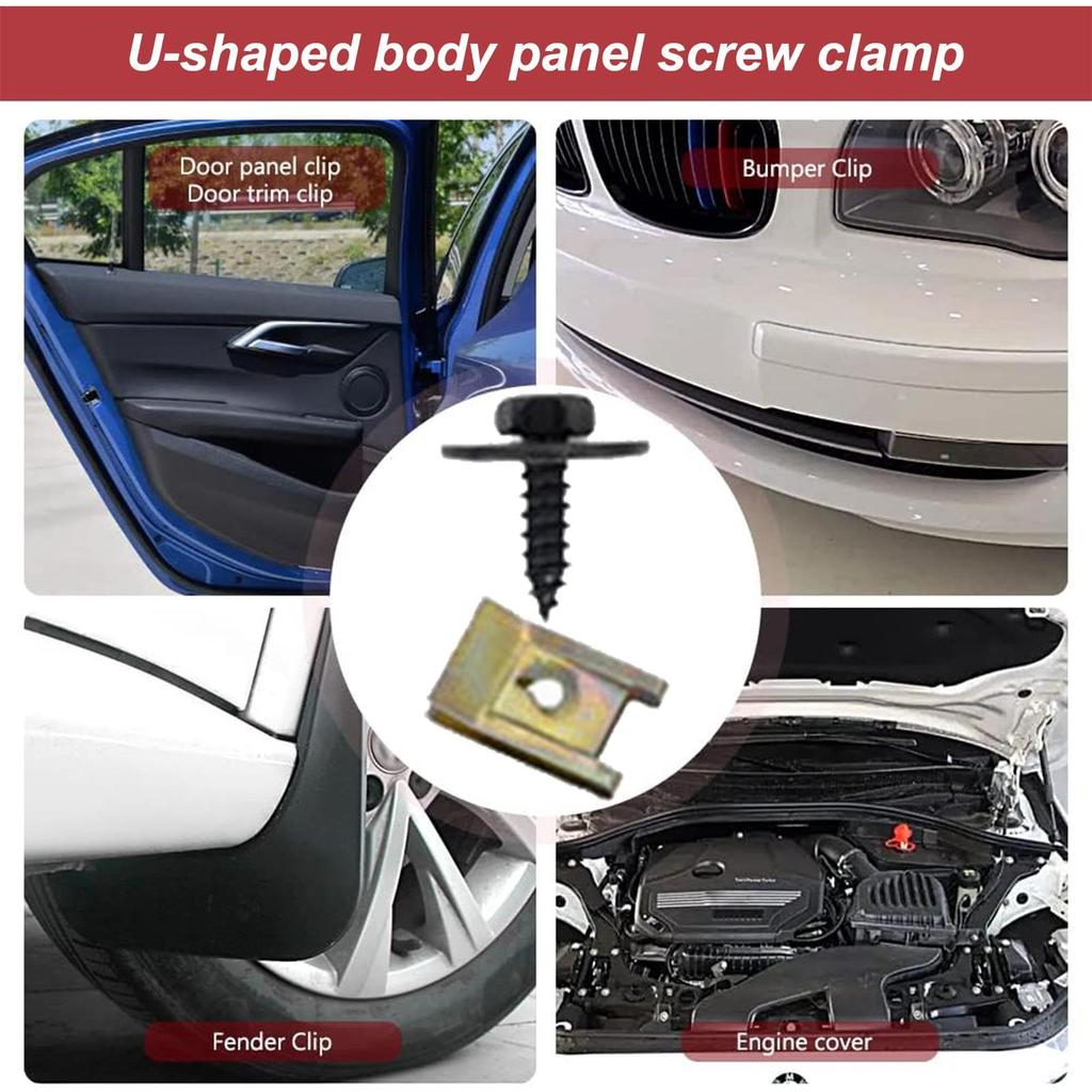 Automotive U Clips and Screws Assortment Kit, Car U Clip Assortment Kit with Screws,