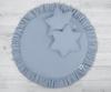 Set: hanging canopy for a children's room, mat with ruffles, pillows - dirty blue