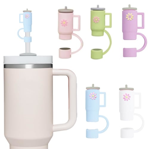 Stanle Tumbler Straw Caps, Dustproof Silicone Covers, Cute Lids, Reusable Indoor/Outdoor Use, Fits 10mm Straws (Set of 5)