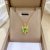 Green Love Zircon Light Luxury Temperament Gorgeous Full Diamond Necklace Female Versatile Collarbone Chain Titanium Steel Chain