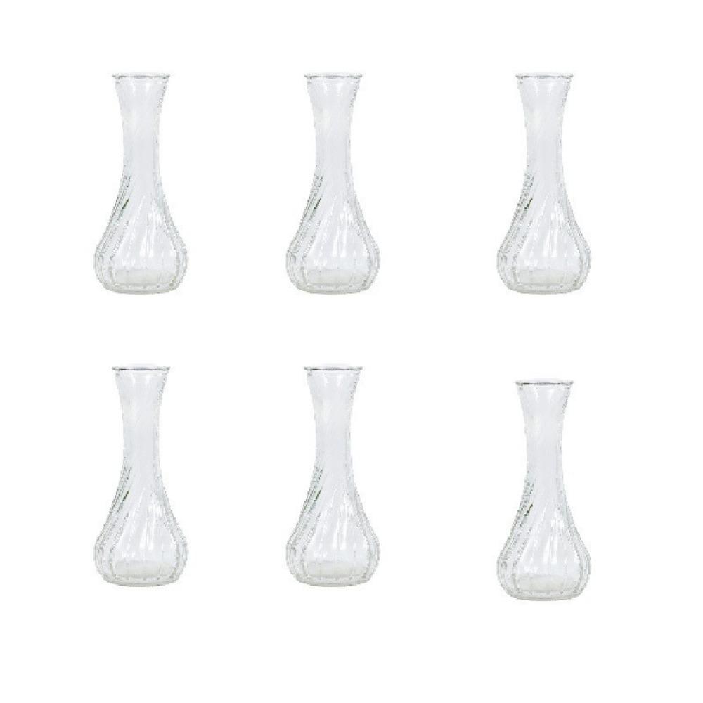 

6PCS Transparent Mini Glass Vase Vintage Flower Holder Clear Flower Vases Desktop Adornment 6PCS