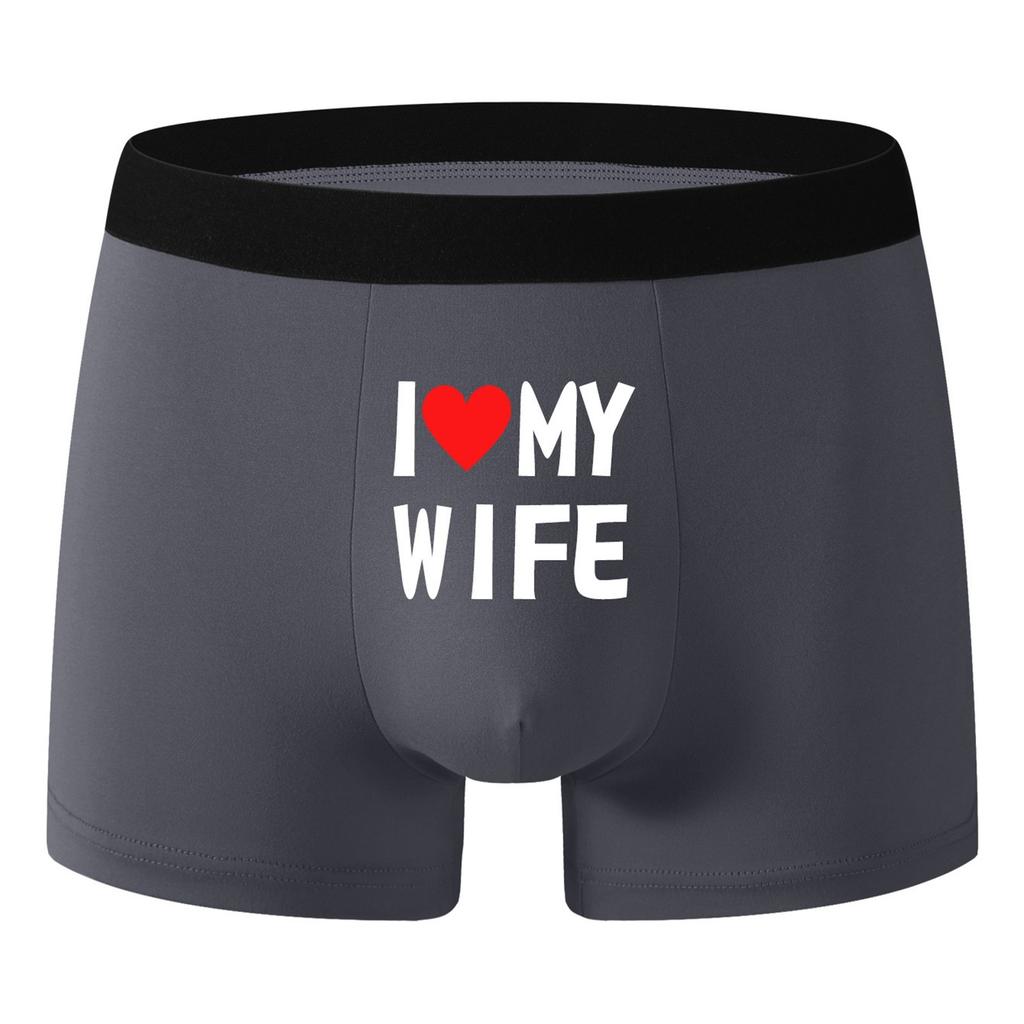 Men's Underwear, Boxer Shorts, Men's Personalized Print, I Love My Wife