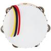 Nogami Mokko Yamayo Tambourine, 21cm, Clear (Wood Grain, White Frame), Cowhide Leather, Tin (Jingle), 6 Holes, 3-Color Ribbon Included, 0200005
