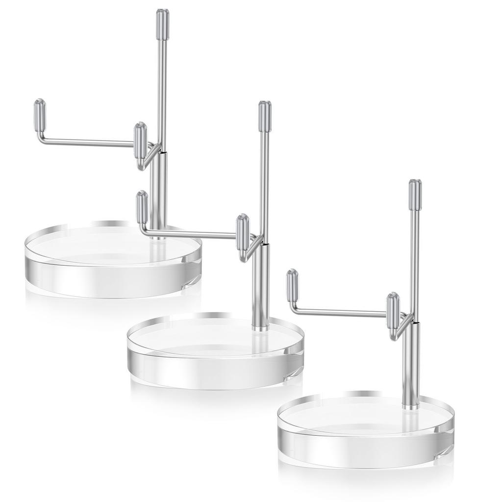 3/4Pcs Crystals Agate Display Stand Adjustable Metal Arm Acrylic Base Holder Tabletop Decoration Crystal Rock Photograph Stand