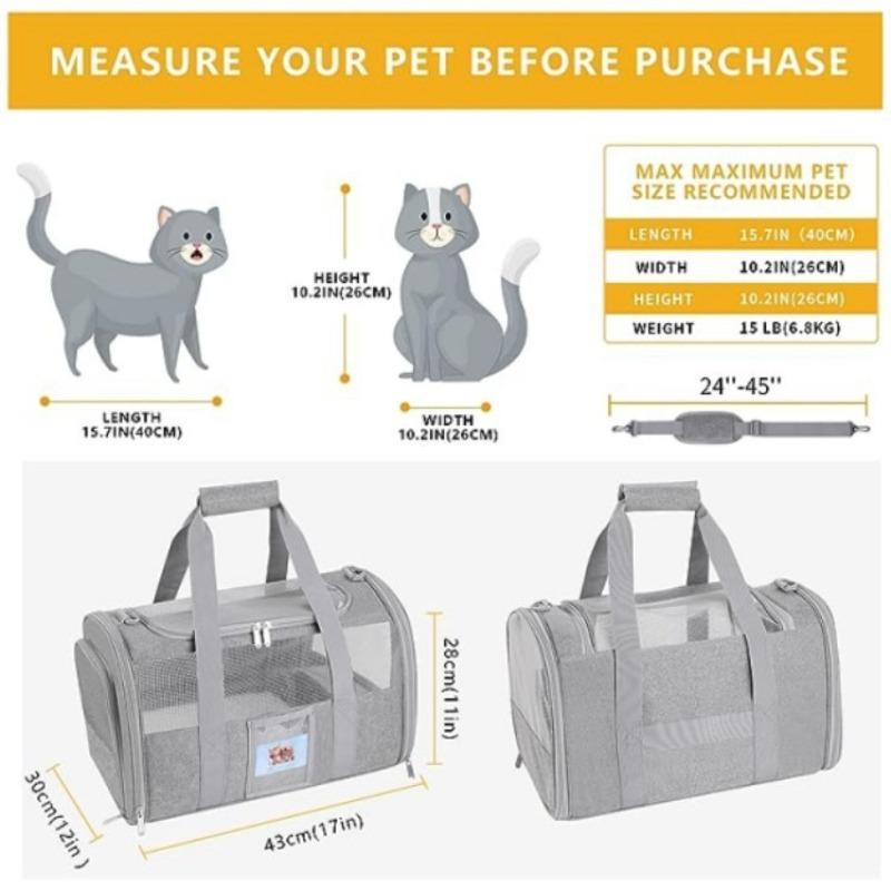Breathable Cat Bag Foldable Mesh Cat Bag Portable Travel Outgoing Cats Carriers Outdoor Pet Handbag Carrier with Folding Bowl