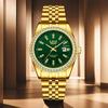 LIGE Men's Elegant Quartz Watch with Large Diamond-Inlaid Dial