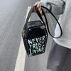 Gothic Dark Locomotive Box Bag Women  New Personality Letter Shaped Bag Single Shoulder Crossbody Phone Bag