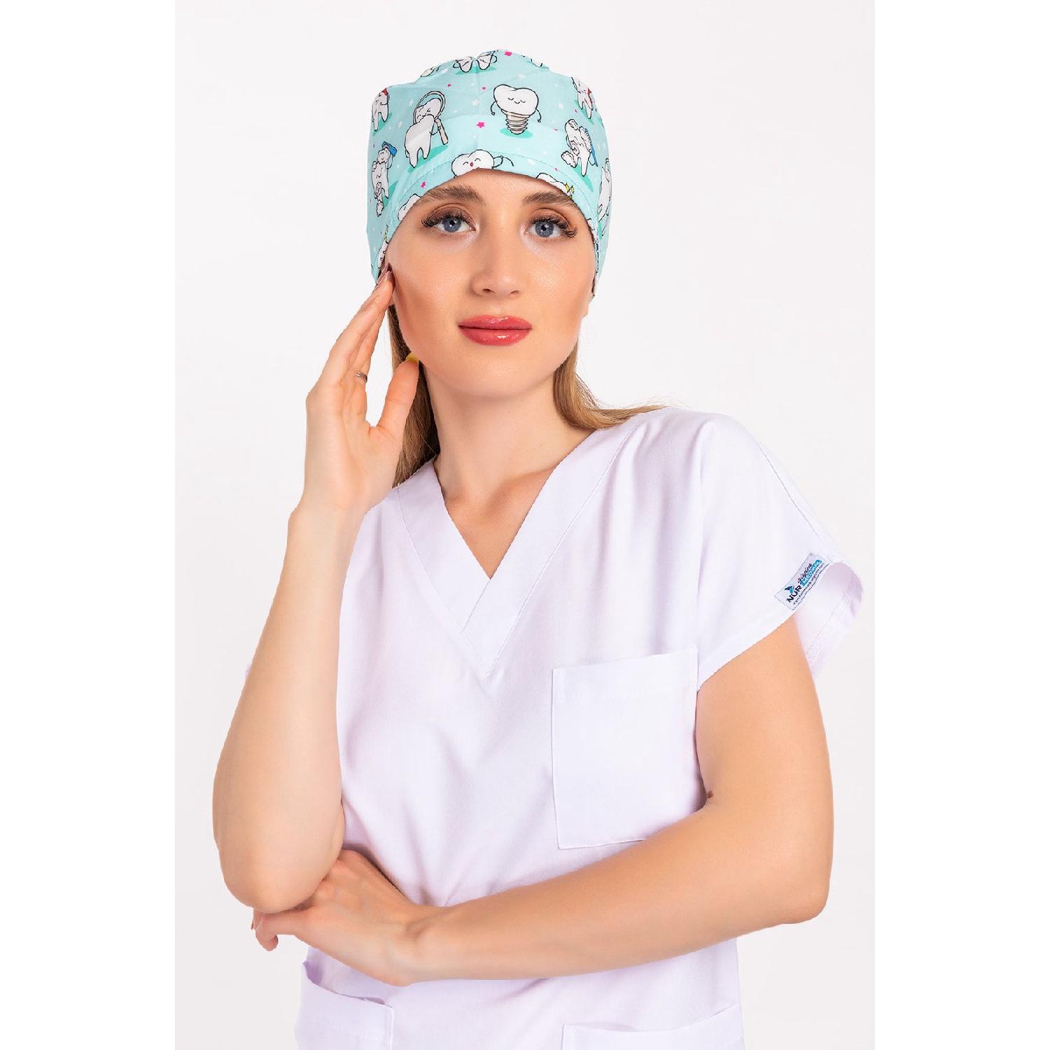 

Unisex Green Tooth Patterned Surgical Bone Nurse Doctor Hair Bond синій