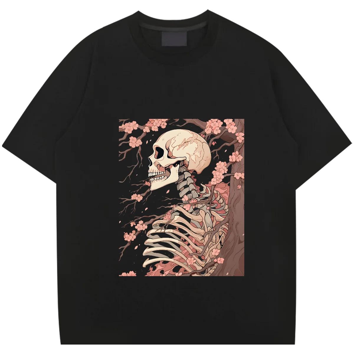 

Футболка с круглым вырезом и черепом, большой размер, свободная рубашка, винтажная классическая хип-хоп футболка, дизайн, специальные хлопковые футболки, уличные мужские футболки, сделай сам XXXXXL чёрный