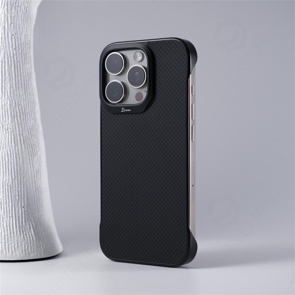 Frameless Carbon Fiber Magnetic Holder Case For For Iphone 14 1 16 Pro Max Wireless Charging Alloy Lens PC Hard Cover For For iPhone 14