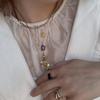 Natural Stone Energy Necklace Women'S Style Stainless Steel Sense Color Retention Fashion