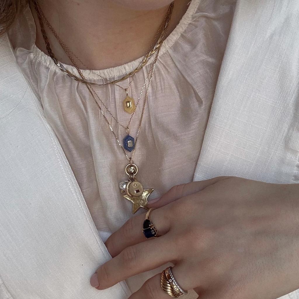 Natural Stone Energy Necklace Women'S Style Stainless Steel Sense Color Retention Fashion