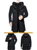 Pierre Cardin Men's Mid-Length Goose Down Jacket with Detachable Hood - Winter Business Casual Thick Outerwear