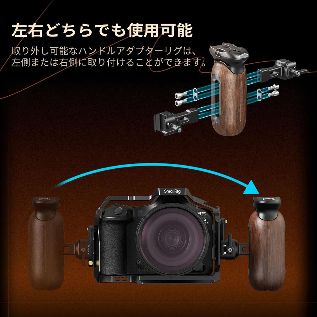 SMALLRIG Camera Wooden Side Handle with NATO Compatible Ergonomic Hand 27mm Height 15kg Load 5239 Grip, Clamp, Left/Right Grip, Adjustment, Capacity,