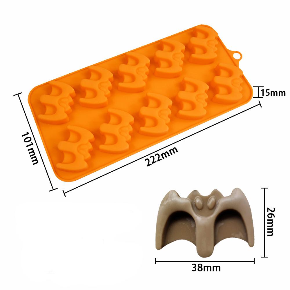 Halloween Candy Chocolate Molds 3D Skull Pumpkin Witch Hat Bat Spider Shape for Baking Chocolate Jelly Gummy Dessert