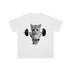 Adult and Children Parentchild Contrast Full of Fitness Kitten Home Daily Cotton Short Sleeve Sports Casual Tshirt