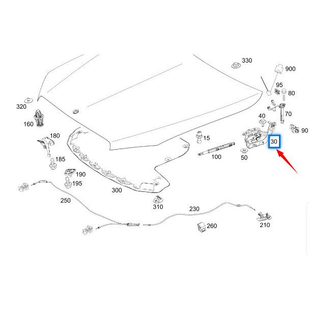 Mercedes-Benz C-Class W205 Hood Hinge (Part Numbers: 2058800628, 2058800728)