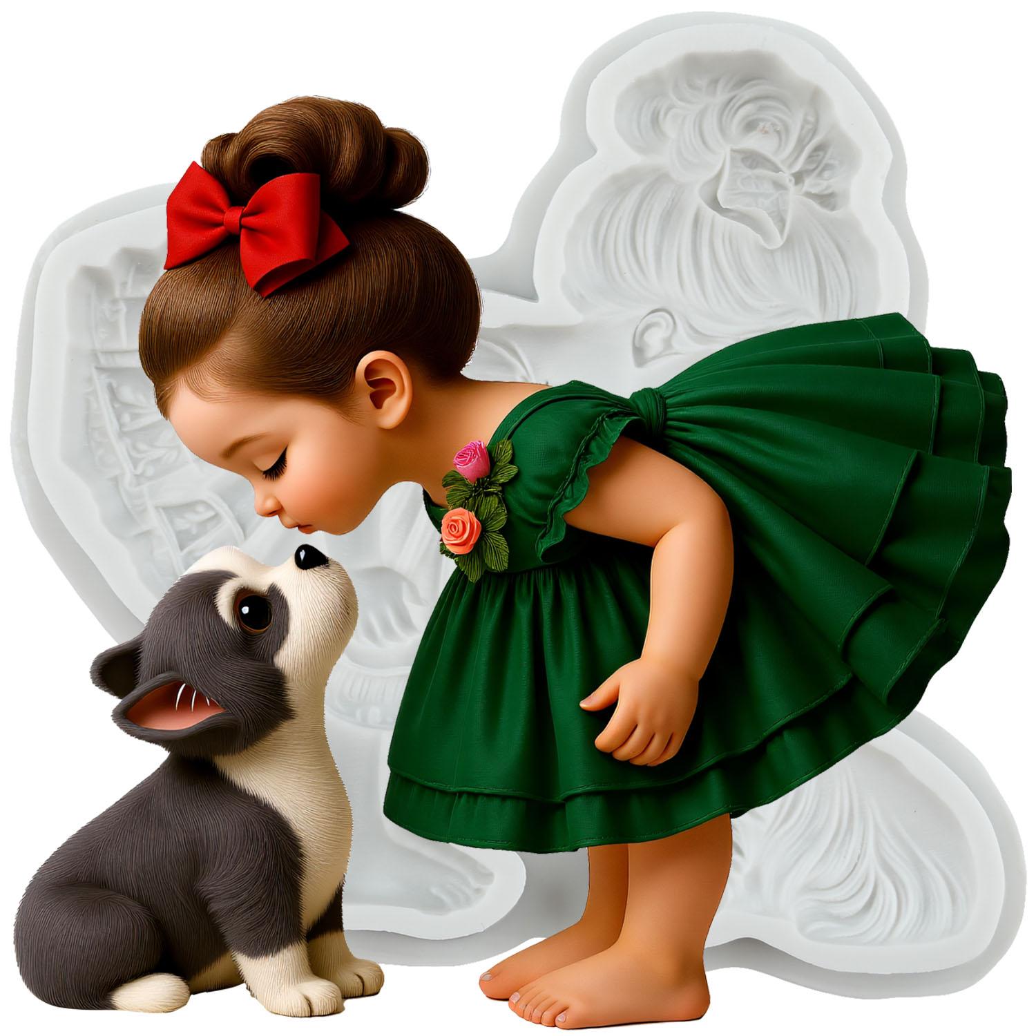 

Angel Puppy Silicone Mold Girl Dog Fondant Molds Cake Decorating Tools Cupcake Topper Candy Sugar Craft Gum Paste Polymer Clay