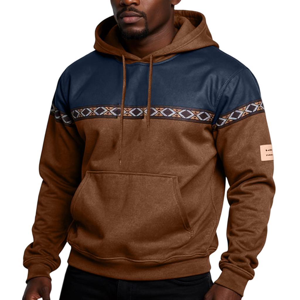 Men's Print Plush Warm Coat Fleece Sweater Casual Coat Pocket Sweater Winter Coat