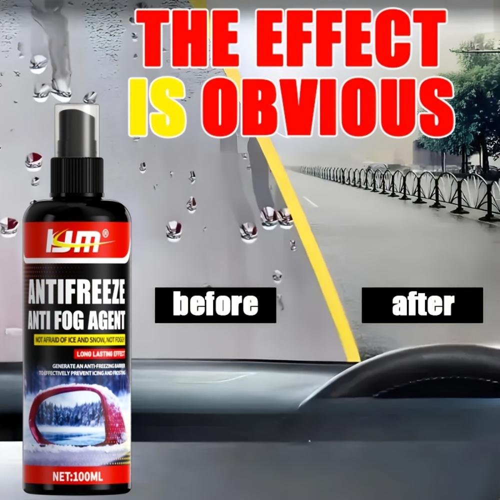 100ml Multi-Purpose Winter Glass Anti-Freeze & Fog Spray, Car Windshield Defogging Solution for Rainy, Foggy, Snowy Conditions,