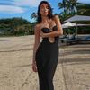 Sexy Dress American Style New Arrival Sexy Patchwork Hooks Cut Out Long Pure Color Adult Lady Like Woman Style Chest-Wrapped Dress Female