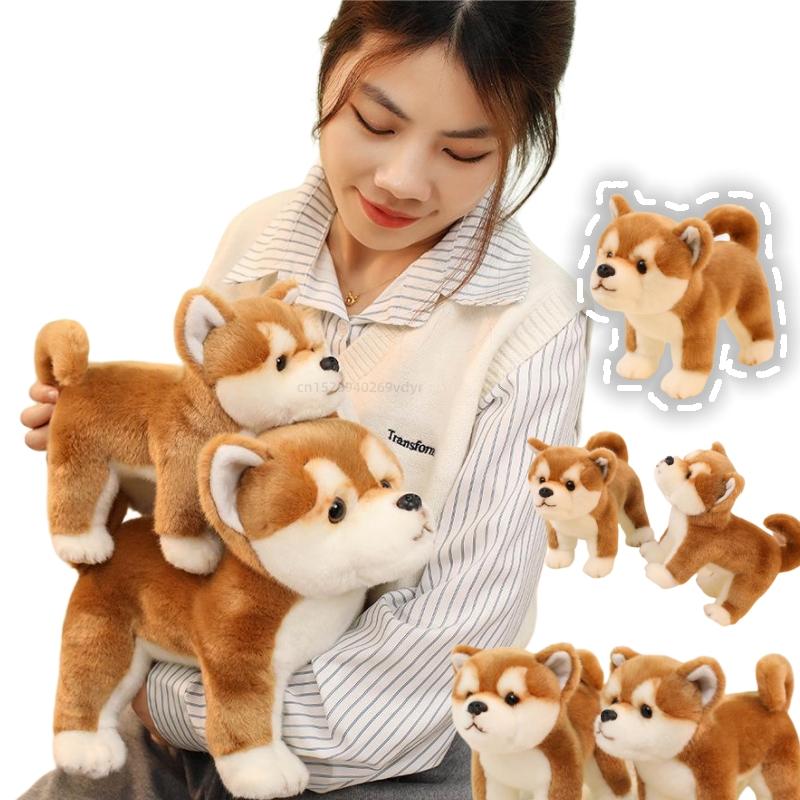 Simulation Shiba Dog Standing Posture Animals Plush Toys Super Soft Offce Throw Pillow Decor Birthday Christmas Gifts for Kids