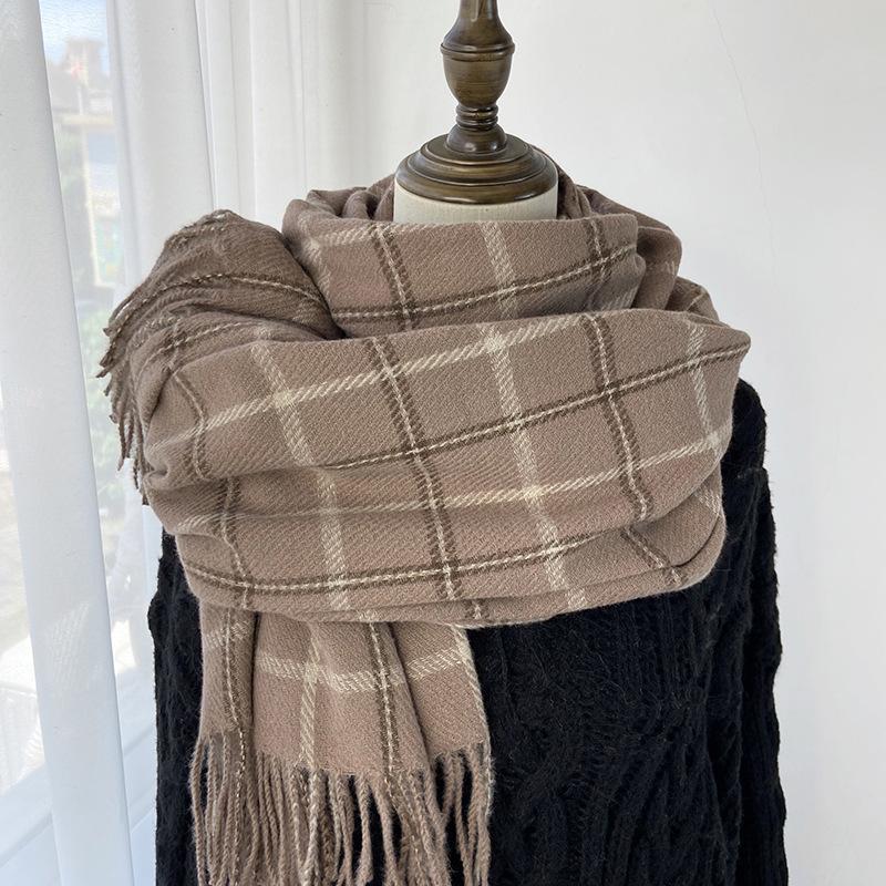 Women Imitation Cashmere Plaid Scarf Women's Autumn and Winter Fashion Shawl Winter Thickened Cold-proof and Warm Scarf