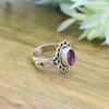 Handgefertigter Designer-Ring mit ovalem Amethyst-Edelstein, 925er-Silberring, Geburtssteinring, Geschenk für Sie, böhmischer Ring