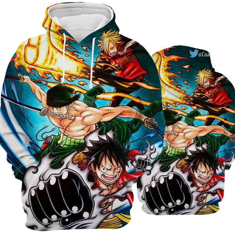 Anime Characters Peripheral Series 3D Digital Printing Long Sleeve Hooded Zip Men's Sweatshirt