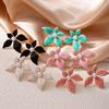 Stainless Steel Pearl Flower Earrings - Light Luxury Hibiscus Drop Style