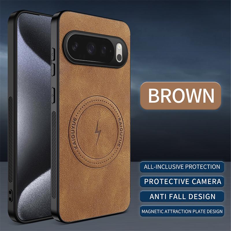 Sheepskin Vintage Magnetic Leather Soft Case For Google Pixel 6 7 7A 8 9 10 Pixel 10 Pro XL Silicone Bumper Matte Phone Cover