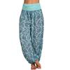 Damskie Bohemian Haremki Elastyczny Pas Szeroka Nogawka Długie Spodnie Vintage Wzór Spodnie Damskie Luźne Rybaczkowe Damskie Streetwear