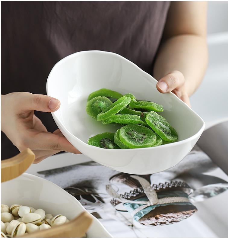 Buy Fruits Bowls 2 Tier Oval Bowl Set with Natural Bamboo Rack