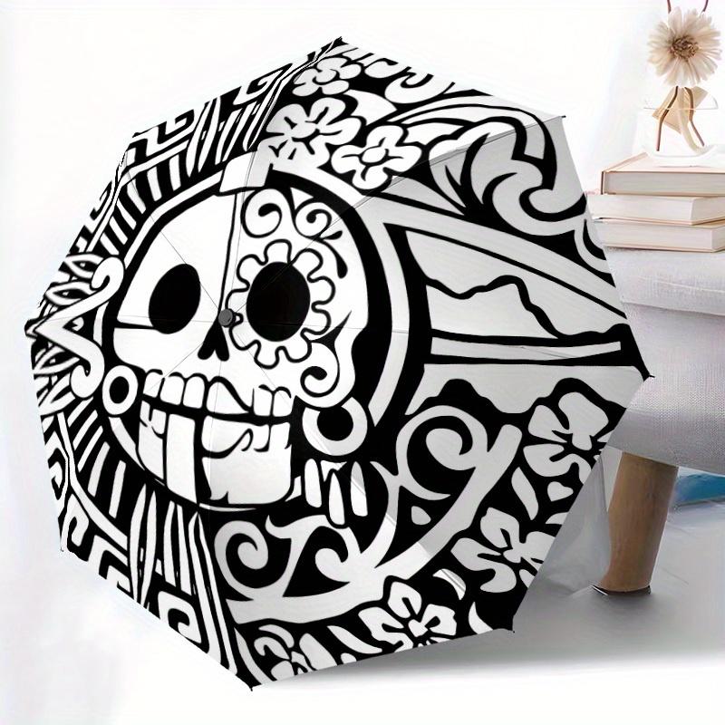 1pc Day of the Dead, Skull Automatic Open/Close Umbrella, Portable Folding Umbrella for Travel, Themed Events, It Is Suitable As a Gift for Various Fe