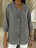 2026 Spring/Summer Women's Casual Faux Denim V-neck Ruffle Shirt Top