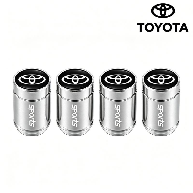 4Pcs Aluminum Alloy Tire Valve Caps Anti Leak Dust Cover Car Wheel Accessory For Toyota Hilux Corolla RAV4 Camry Highlander C-HR