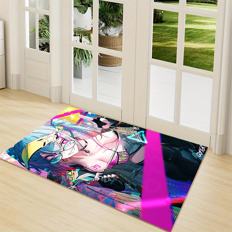 Cyberpunk Future Girl Carpet Rug Soft Washable Anti Slip Home Living Room Sofa Mats Personalized Christmas Rug