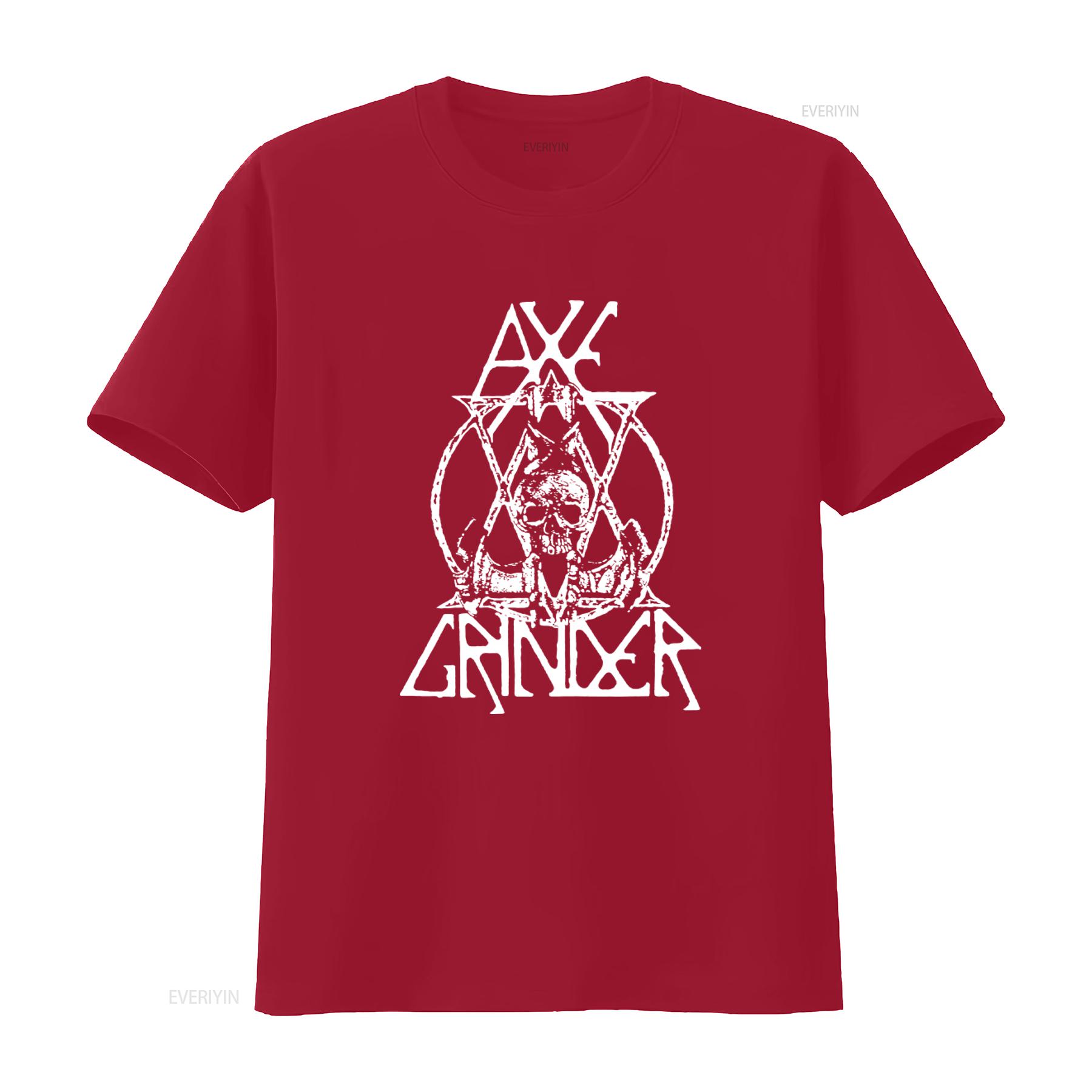 Axegrinder Skull Print T Shirt Rock Style for Men vintage Washed homme Top For Everyday Wear designer clothes Versatile Soft S
