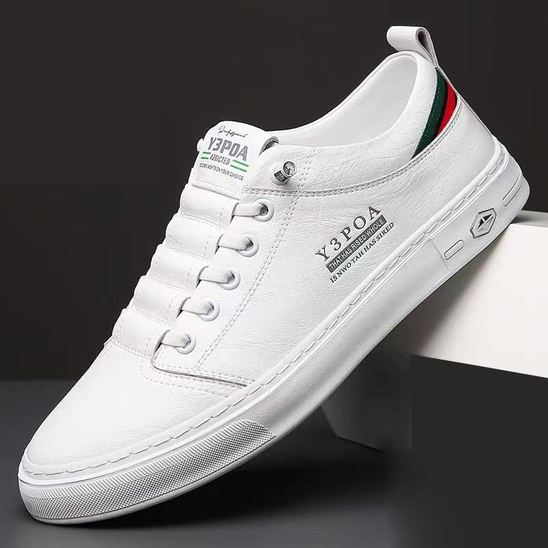 

Men s new spring board shoes flat-soled business casual shoes little white shoes fashion leather shoes 39 белый