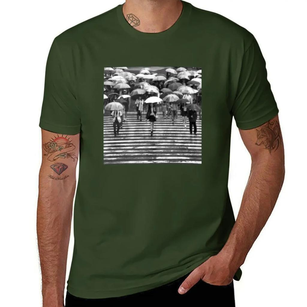 Rainy Day Shibuya TShirt anime tshirt graphic t shirts Short sleeve tee plain black t shirts men